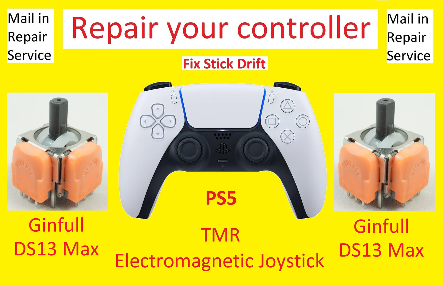 DS13 MAX TMR Ginfull Install Service, Playstation 5 Controller Joysticks PS5, Fix Joystick Drift