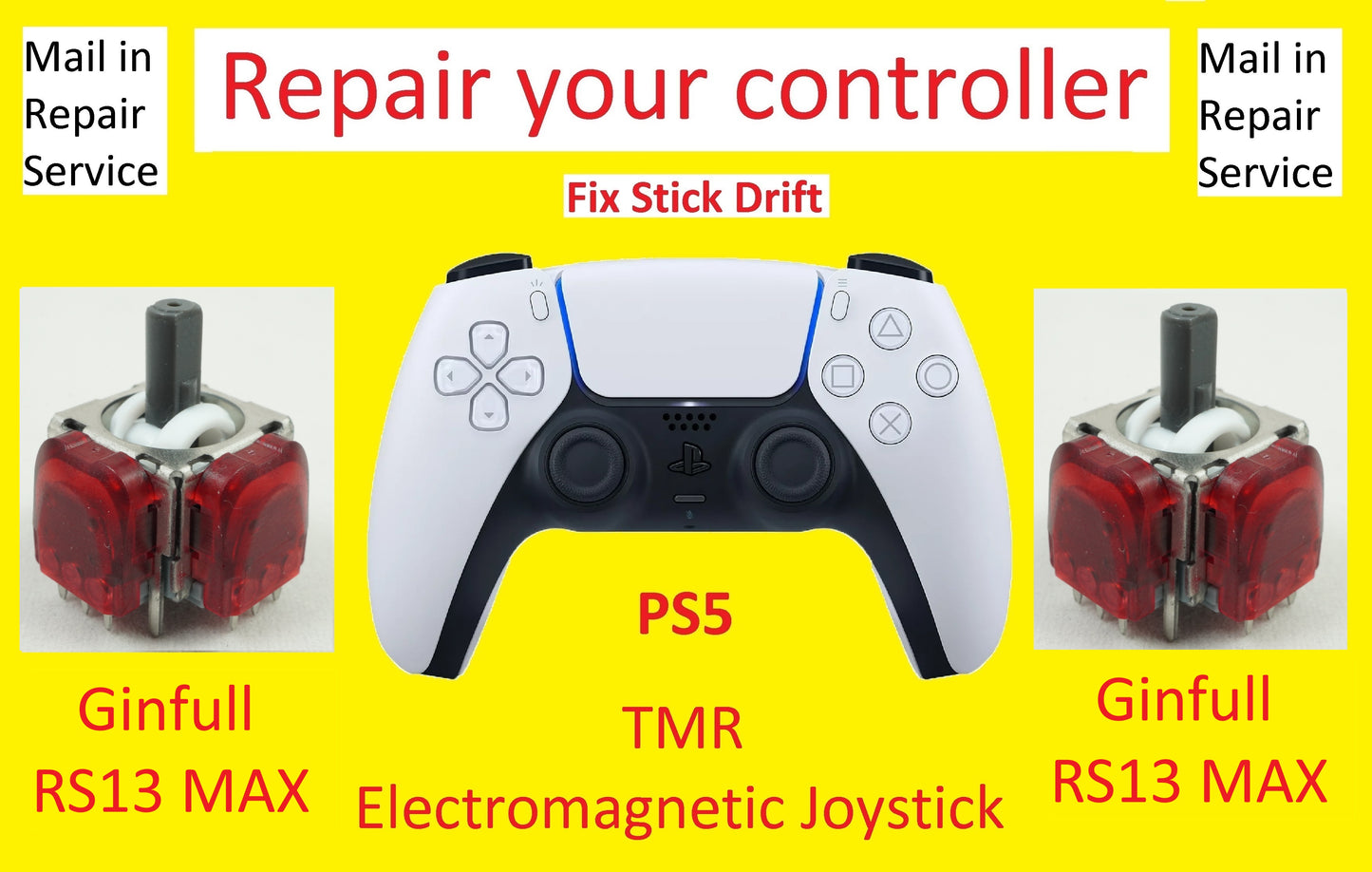 RS13 MAX TMR Ginfull Install Service, Playstation 5 Controller Joysticks PS5, Fix Joystick Drift