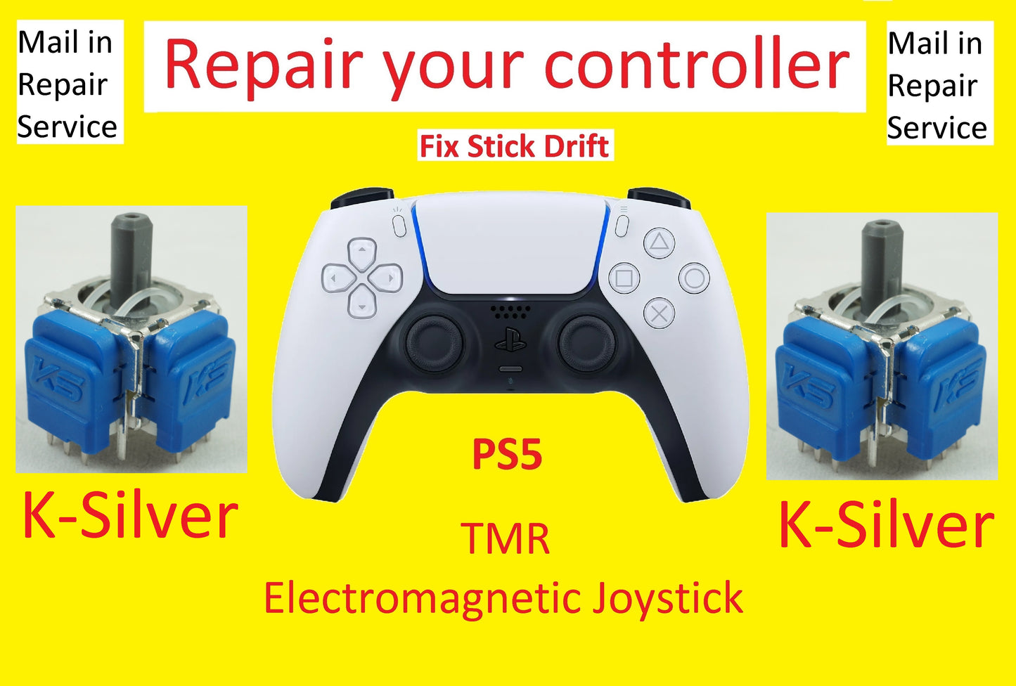 TMR K-Silver Install Service - Fix Your Playstation 5 Controller Joysticks PS5, Fix Joystick Drift