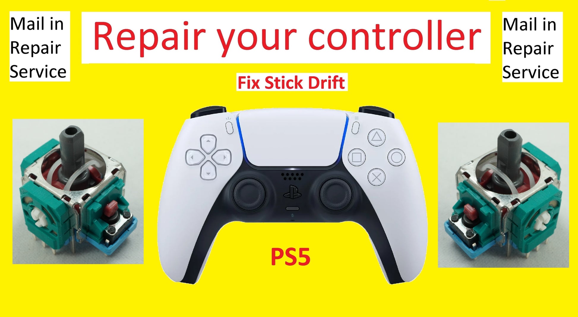 Repair Service - Fix Your Playstation 3, 4, 5 Controller Joysticks PS3, PS4, PS5, Fix Joystick Drift - Mike's Accessories and More