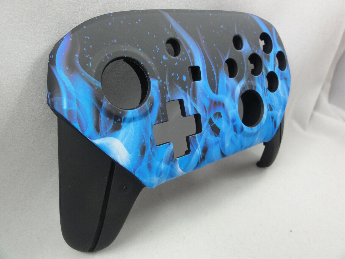 Blue Switch Shell Blue Fire Soft Touch Front & Back Shell Nintendo Switch Pro Controller ...