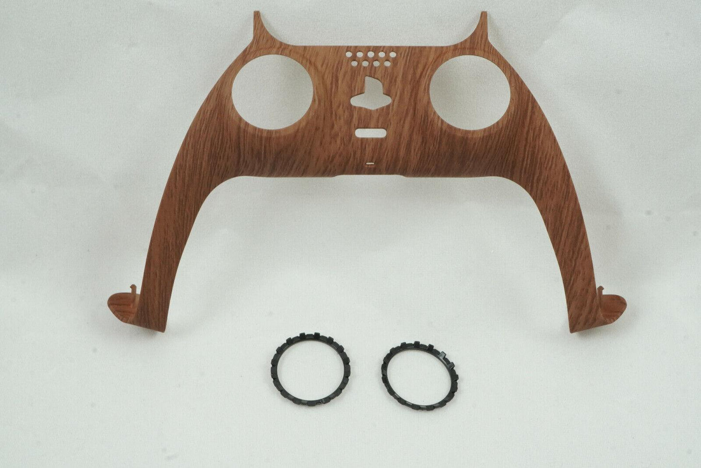 Wooden Grain Soft Touch Shell Trim For PS5 Controller + Joystick accent rings - Mike's Accessories and More