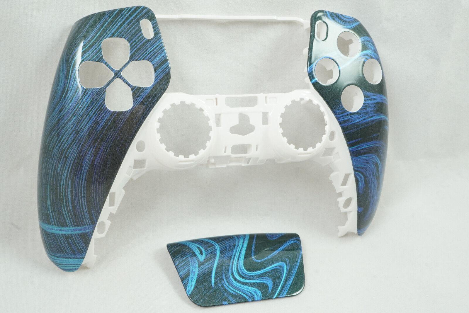 Blue Swirl Front Shell + Touch Pad PS5 Controller Model CFI-ZCT1W - Mike's Accessories and More