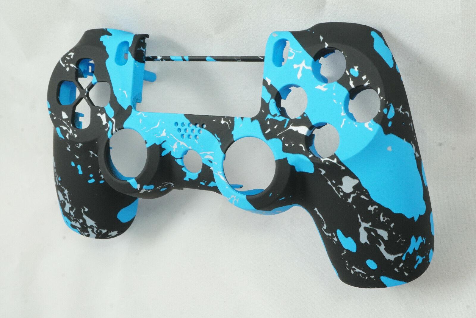 Blue Splatter Soft Touch Front Face Shell For PS4 Controller - For current gen - Mike's Accessories and More